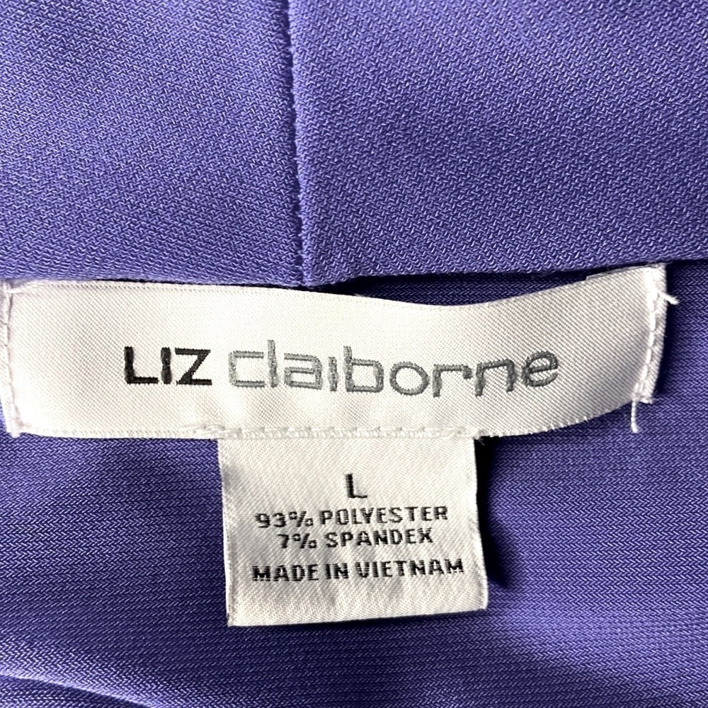 Liz Claiborne Cap Sleeve Dress V Neckline Purple L - Picture 5 of 6